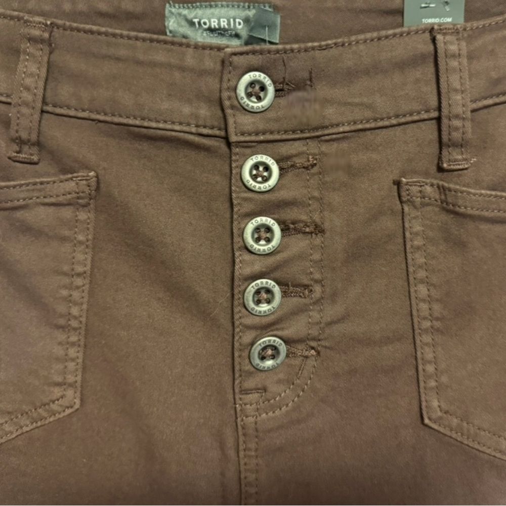 Torrid Brown Puce Crop Wide Leg Stretch Twill High Rise Patch Pocket Pant NWT - Picture 8 of 10